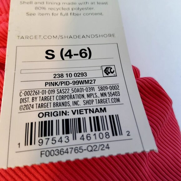 Shade & Shore Strapless Pink One-Piece Swimsuit With Adjustable Straps Size S - Picture 3 of 13